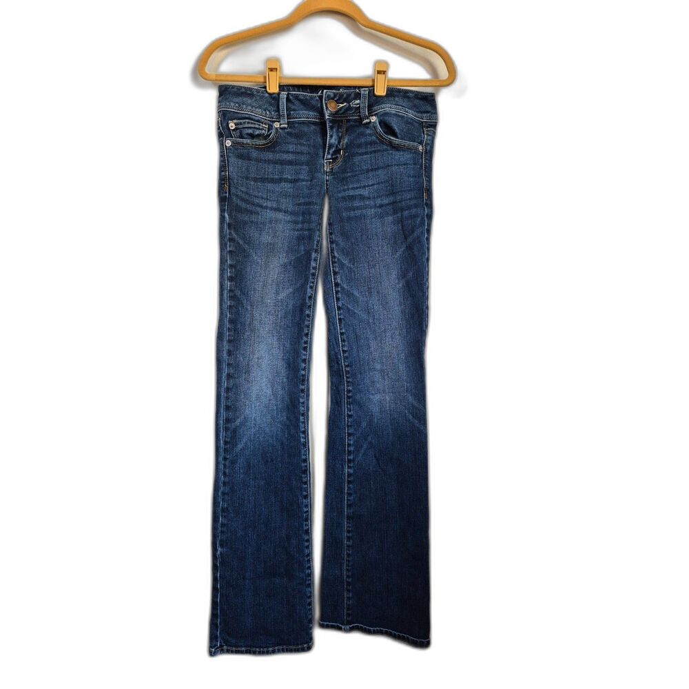 American Eagle Slim Bootcut Jeans 4 Tall Low Rise Flare Dark Wash Denim